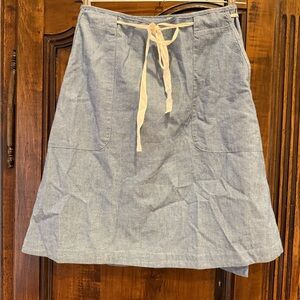 Bellerose Chambray A-Line Knee-Length Skirt with Tie Front size 0